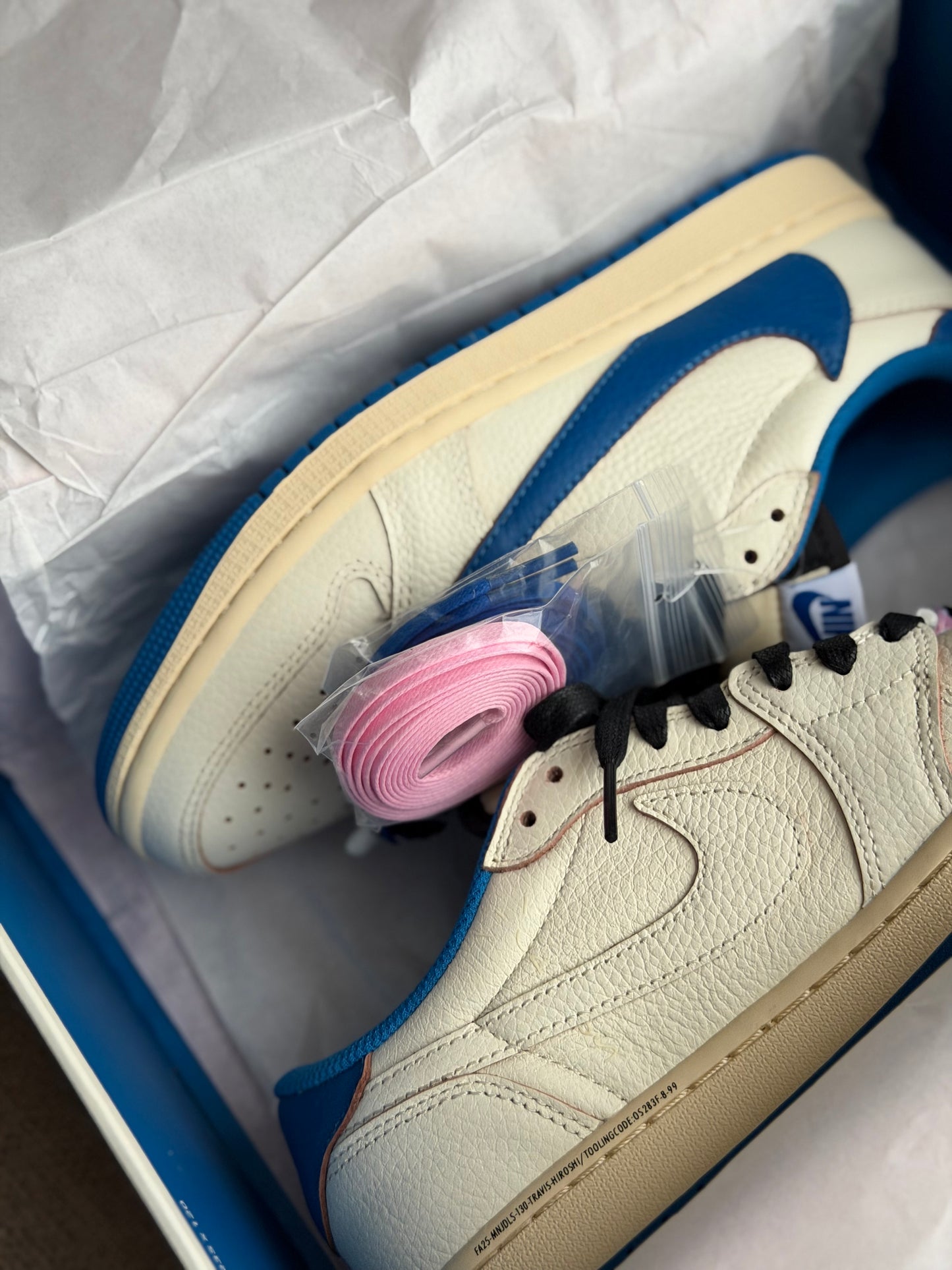 Jordan 1 Retro Low OG SP Fragment x Travis Scott Sail Military Blue