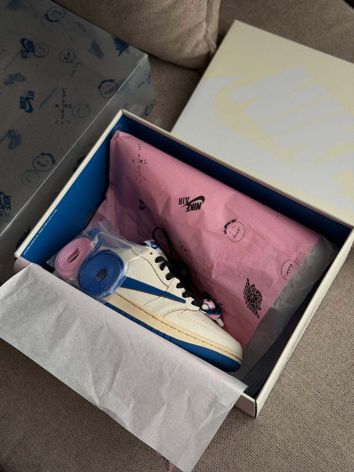 Jordan 1 Retro Low OG SP Fragment x Travis Scott Sail Military Blue