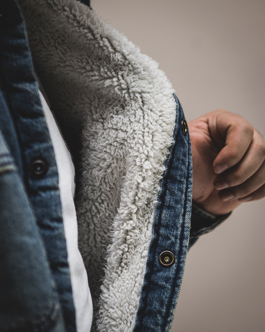 SHEARLING LINED DENIM WORK