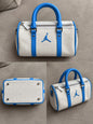 Bolso de Mano Cuero Blanco/Azul
