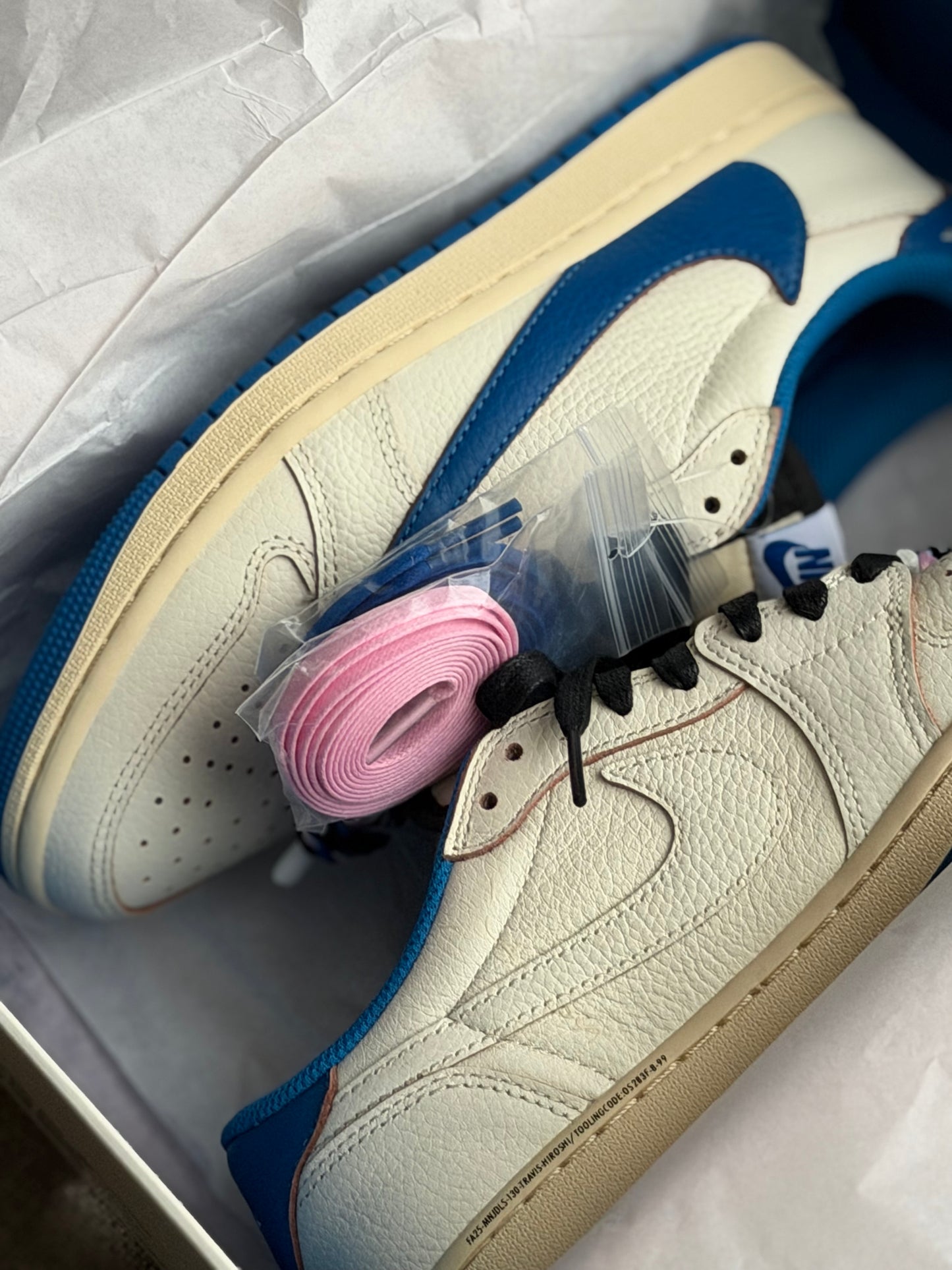 Jordan 1 Retro Low OG SP Fragment x Travis Scott Sail Military Blue