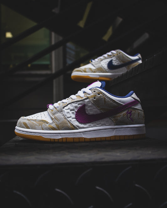 Nike SB Dunk Low Pure Platinum and Vivid Purple