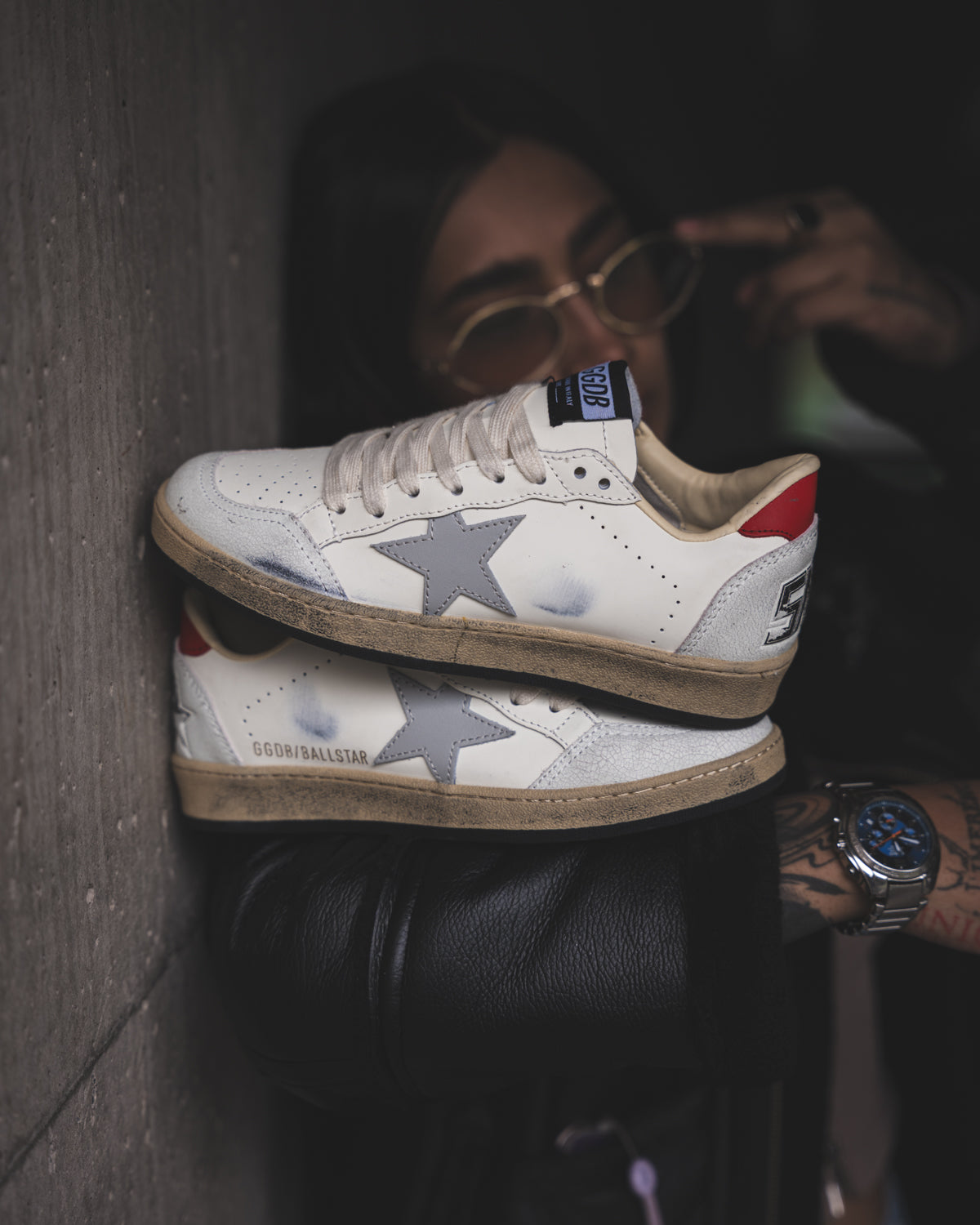Golden Goose Ball Star Grey/Red