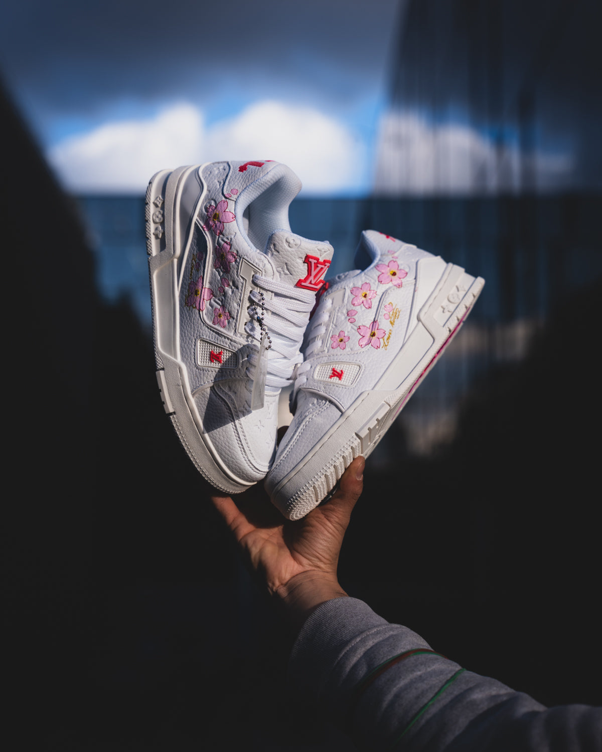 Lv Trainer Sneaker Cherry Blossom White