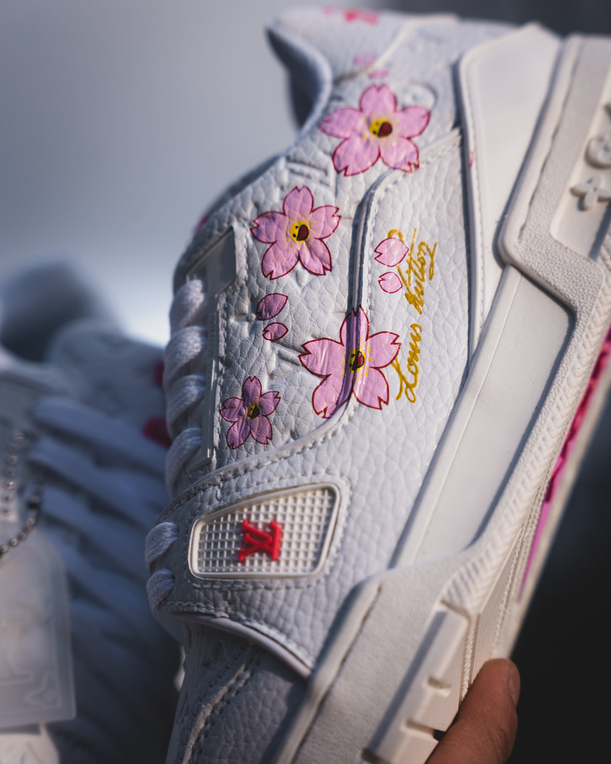 Lv Trainer Sneaker Cherry Blossom White