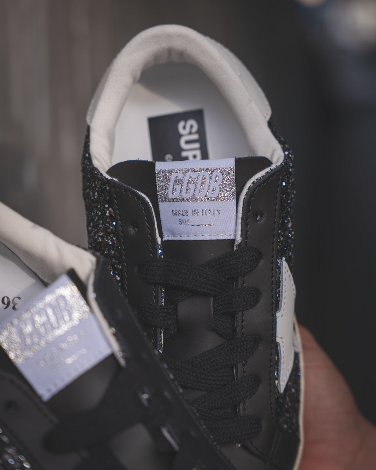 Golden Goose Super-Star Black Glitter