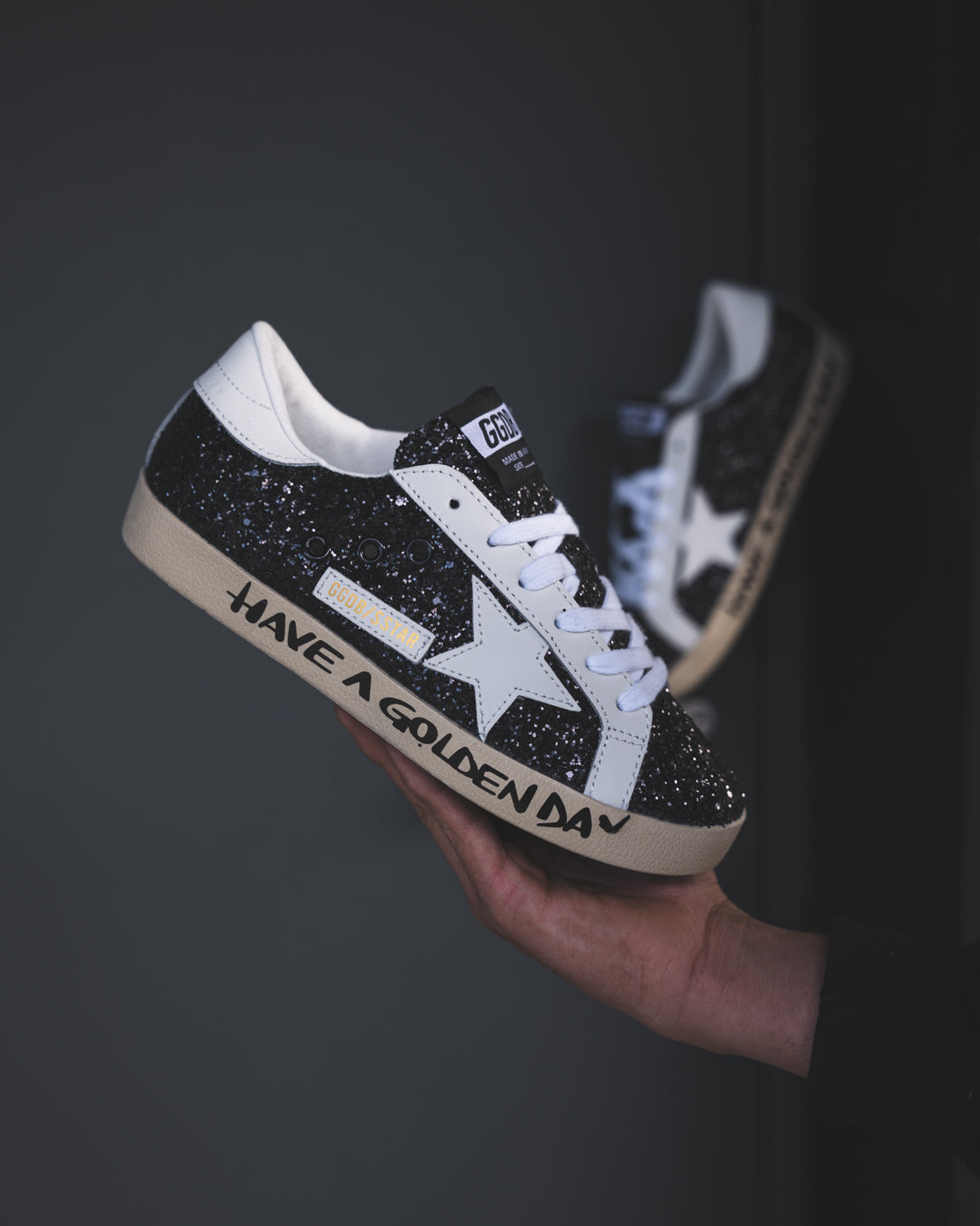 Golden Goose Have a Golden Day Black Glitter
