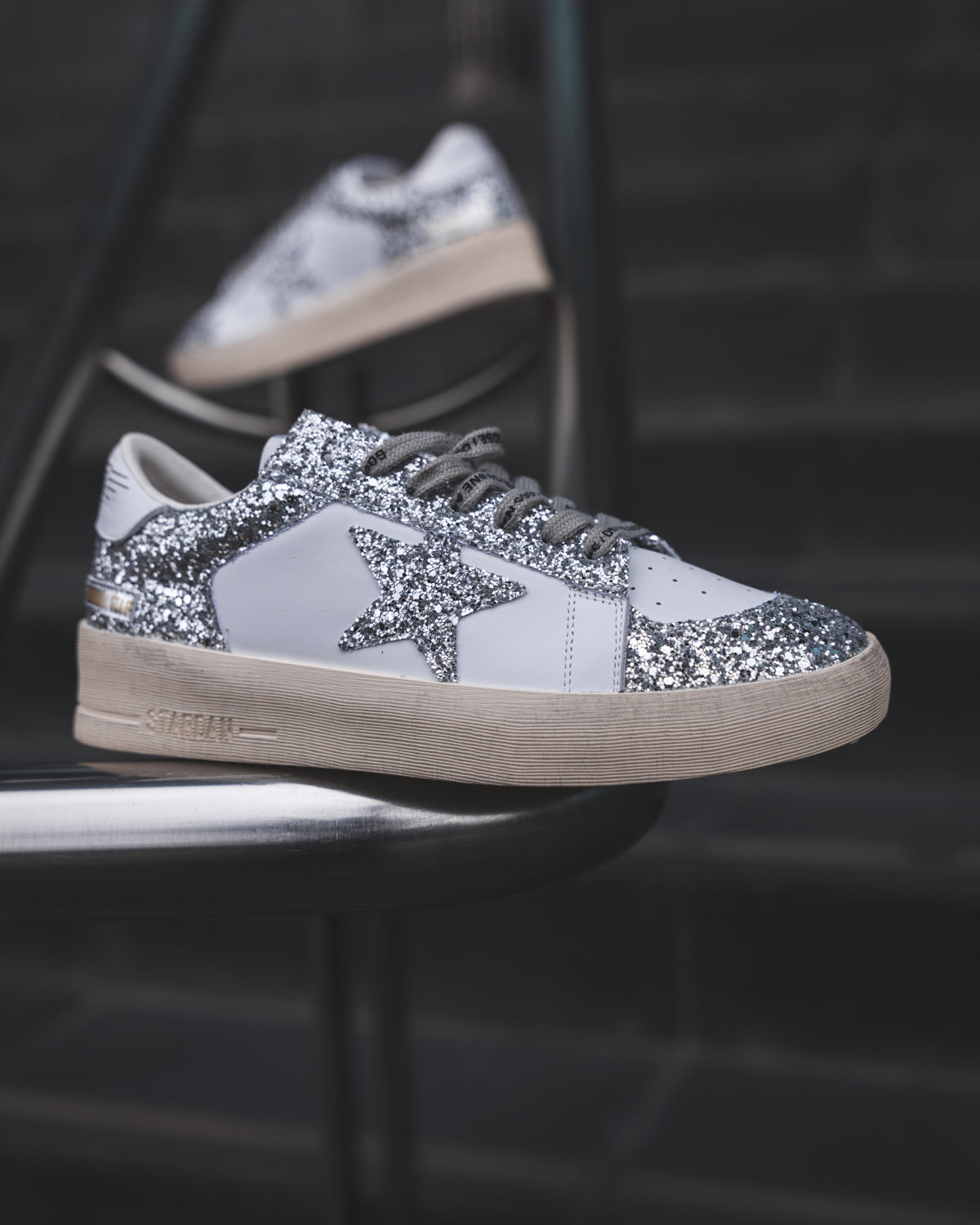 Golden Goose Ball Star White/Silver Glitter