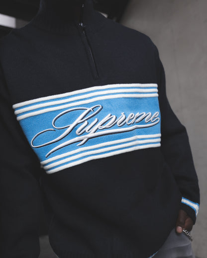 Buzo Supreme Script Stripe Half Zip Sweater